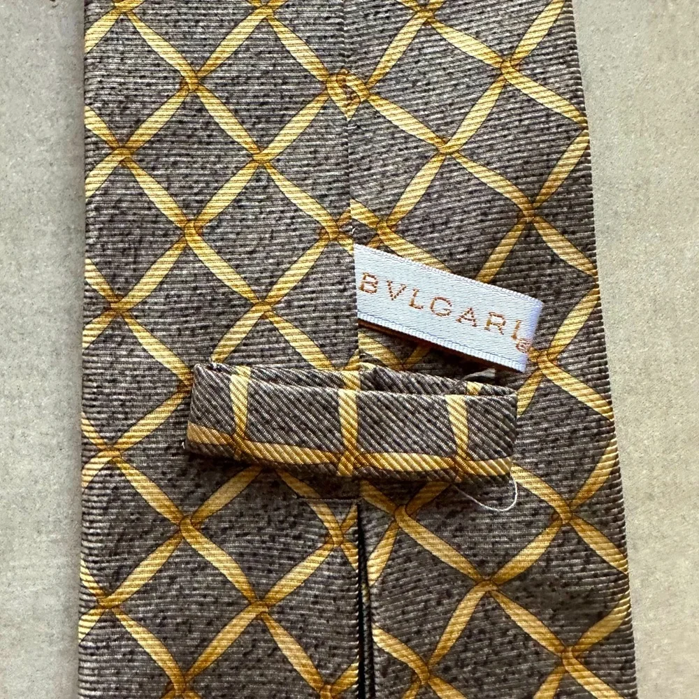 BVLGARI Grey-Green & Gold Seven Fold Tie